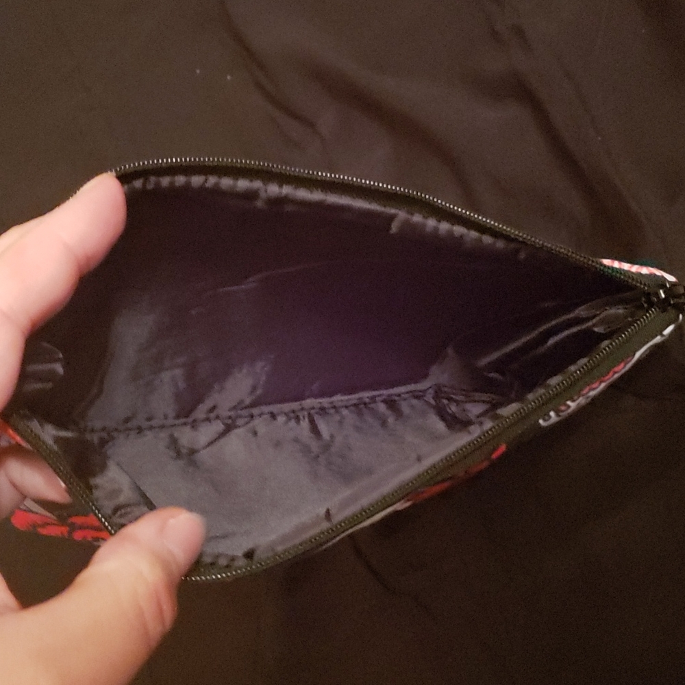 Sugar Skull & Floral Print Cosmetic Travel Bag- 8.5" x 5.5" x 2" - Picture 10 of 12